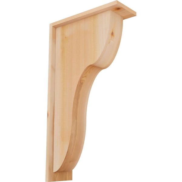 Ekena Millwork 5-1/2 in. x 14 in. x 26 in. Western Red Cedar Carmel Smooth Corbel with Backplate