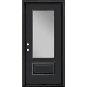 Performance Door System 36 in. x 80 in. 3/4-Lite Right-Hand Inswing Clear Black Smooth Fiberglass Prehung Front Door