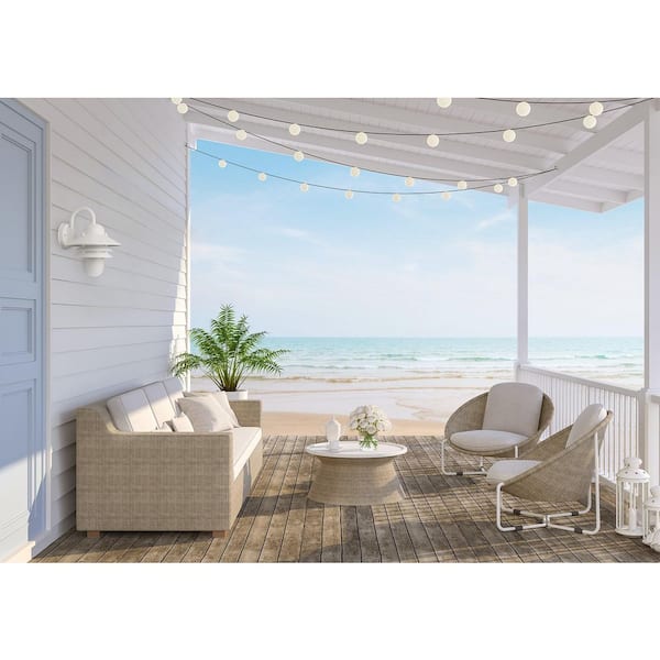 Nautical White Outdoor Hardwired Lantern Sconce with 4000K LED Bulb and Opal Acrylic Diffuser