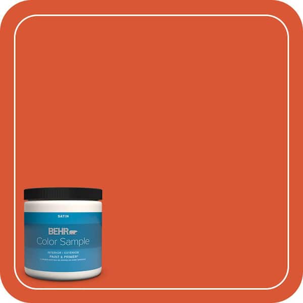 BEHR PREMIUM PLUS 8 oz. #P190-7 Inferno Satin Enamel Interior/Exterior Paint & Primer Color Sample