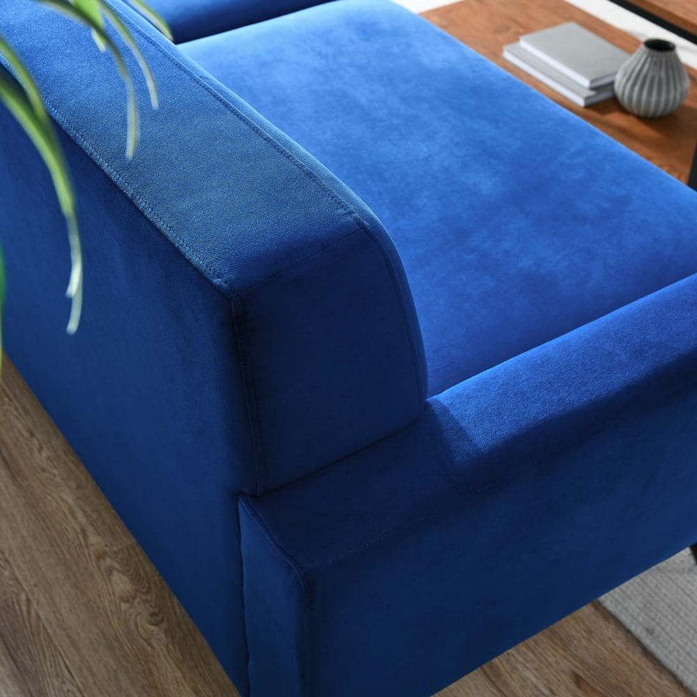 Navy Luxe Velvet 91" Tufted Sofa with Removable Cushions