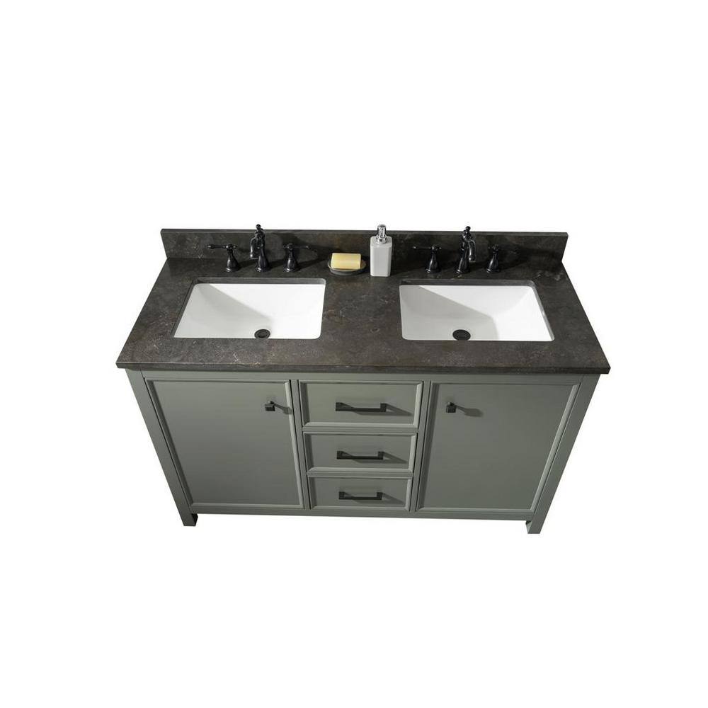 Vogue Green Double Sink Vanity with Carrara White Top
