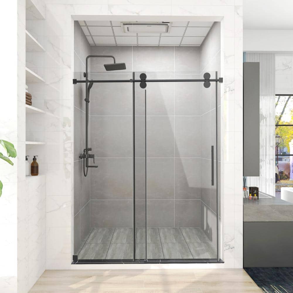 Maincraft 60 in. W x 66 in. H Single Sliding Frameless Corner Shower ...