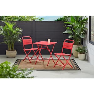 Mix and Match Ruby Folding Steel Outdoor Patio Chair (2-Pack)