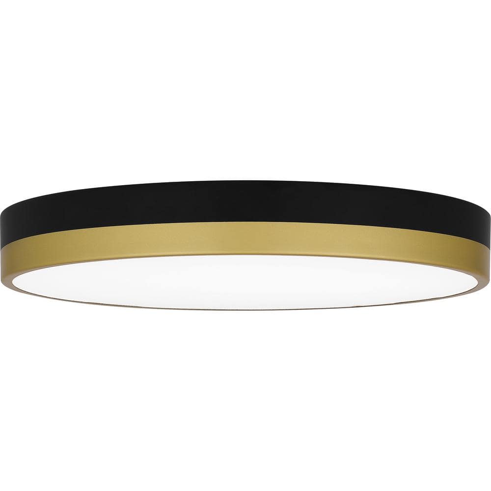 Matte Black and Gold Round LED Flush Mount Ceiling Light