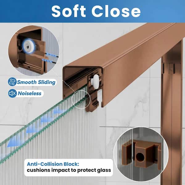 56-60 in. W x 76 in. H Double Sliding Framed Shower Door in Oil Rubbed Bronze with 8mm Nano-Coated Fluted Glass