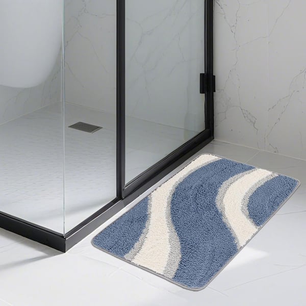 Bathroom Rug Mat Anti-Slip Bath Mat 15.7 in. x 23.6 in. Soft and Absorbent Bath Mat for Bathroom Floor, Tub, Blue