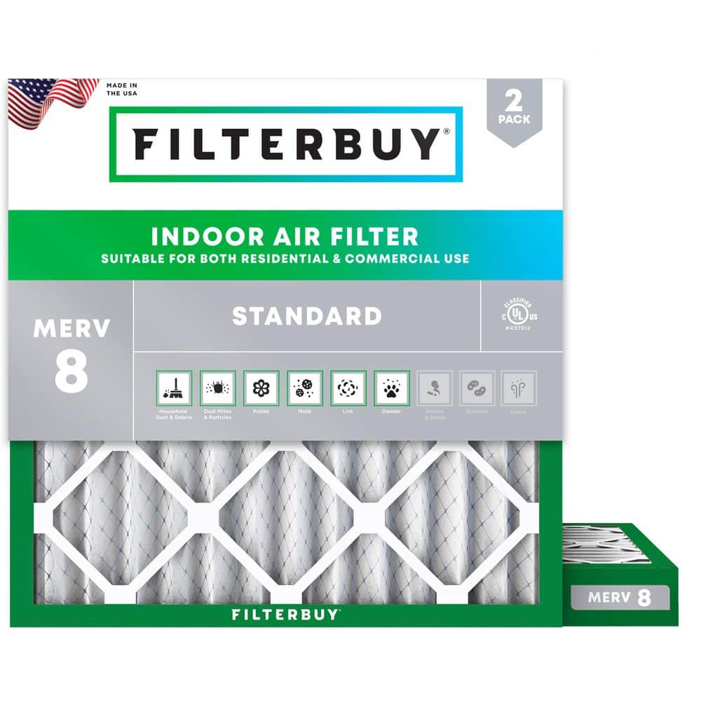 20 in. x 20 in. x 2 in. MERV 8 (FPR 5) Dust Defense Pleated HVAC AC Furnace Air Filters Replacement (2-Pack) price history on PriceWatchPro