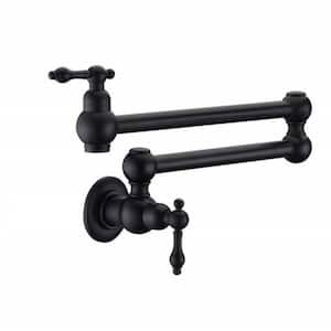 Wall Mounted Pot Filler with Double Joint Swing Arms in Matte Black