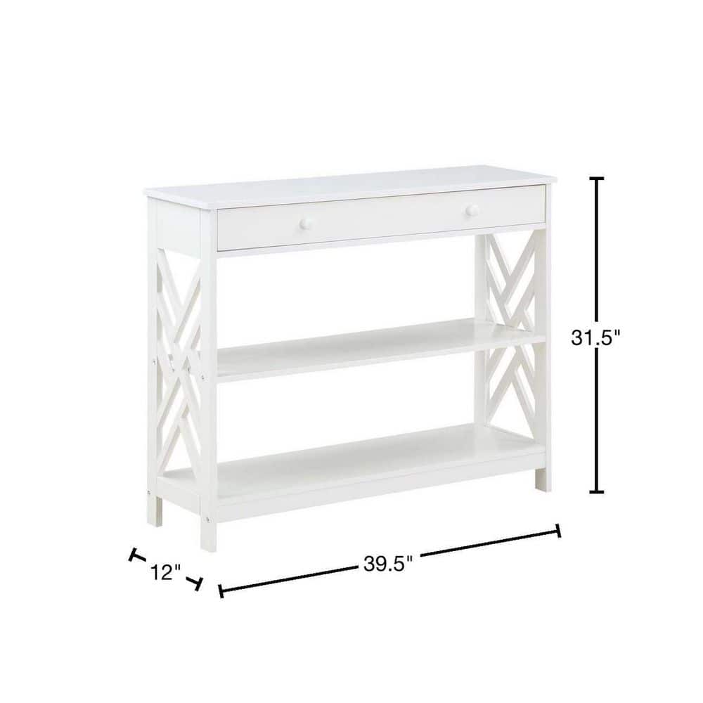 White Wood 40" Console Table with Storage Shelves
