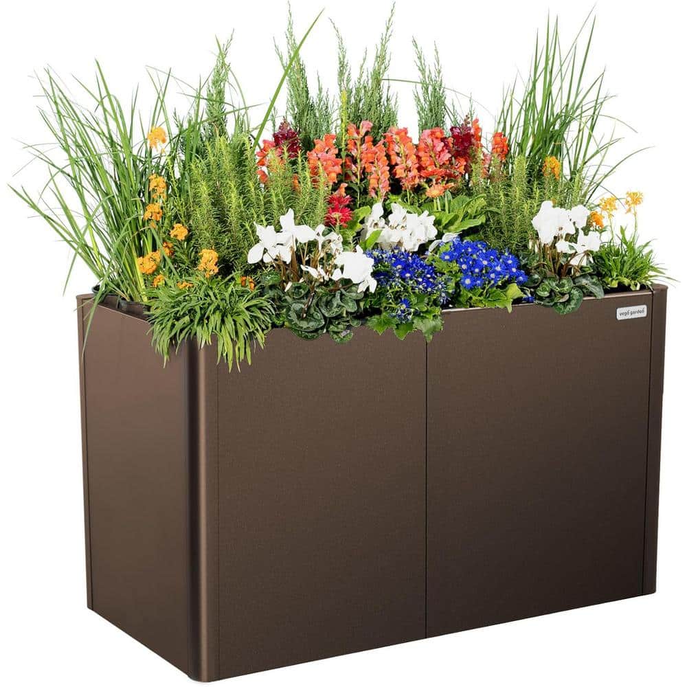 Umber Brown Extra Tall Modern Metal Raised Garden Bed 27" x 53"