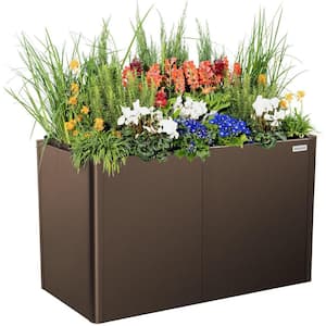 32 in. Extra Tall Modern Raised Garden Bed 27 in. x 53" Heavy Metal Planter Box Double-Walled Steel Planter Umber Brown