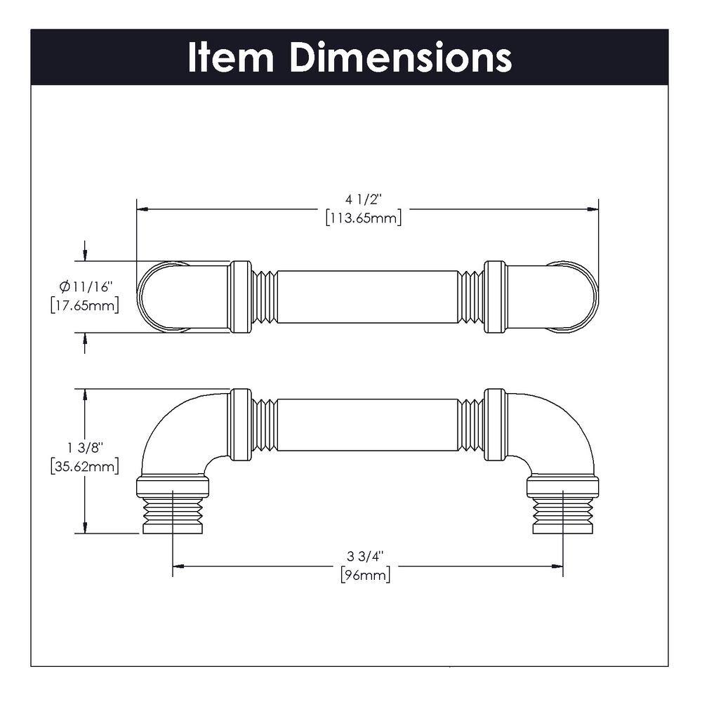Black Nickel Industrial Bar Cabinet Pull with Mounting Hardware