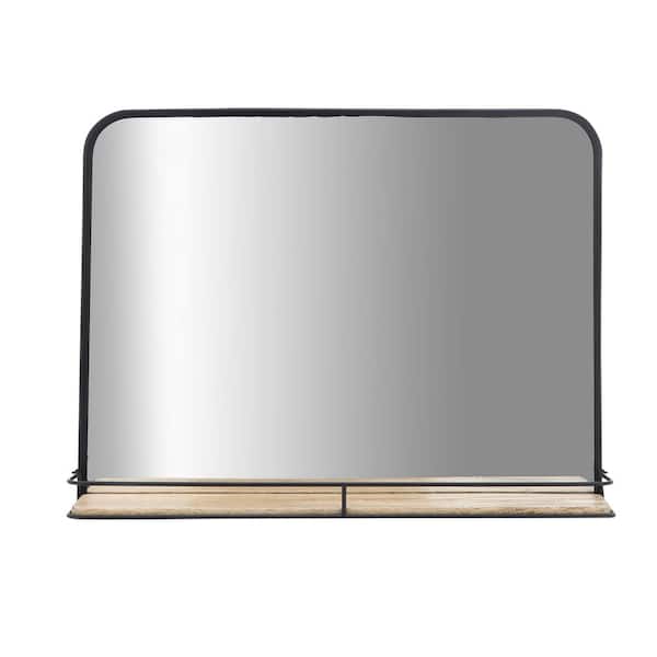 Liv & Skye Black 24 in. x 18 in. Modern Metal With Folding Shelf Framed Mirror