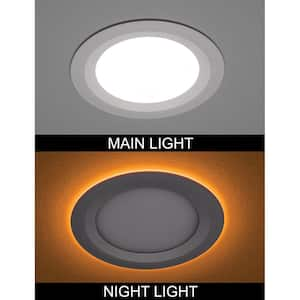 4 in. Canless Integrated LED Recessed Light Trim with Night Light 650 Lumens Adjustable CCT New Construction Remodel