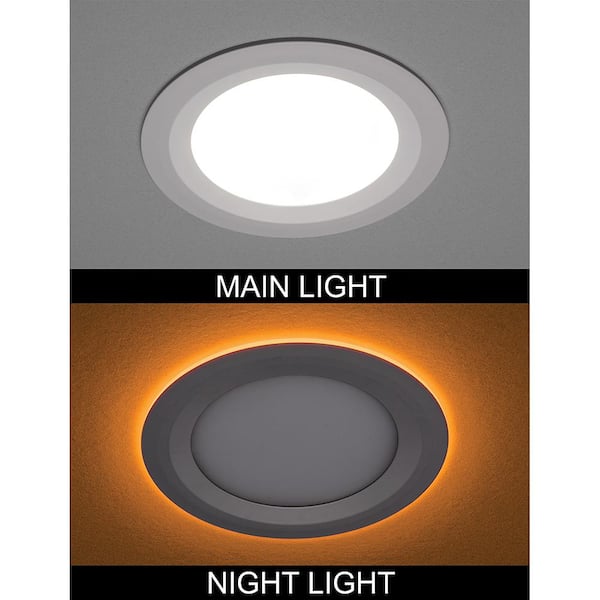 4 in. Canless Integrated LED Recessed Light Trim with Night Light 650lm Adjustable CCT New Construction Remodel (4-Pack)