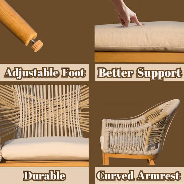 Aluminum Outdoor Lounge Chair with Khaki Cushion Of Chairs Included 2 Packs