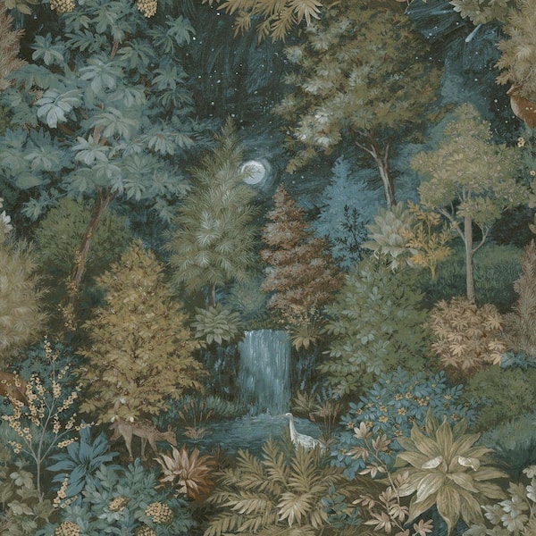 Midnight Woods Teal Non-Pasted Wallpaper Roll (Covers 56 sq. ft.)