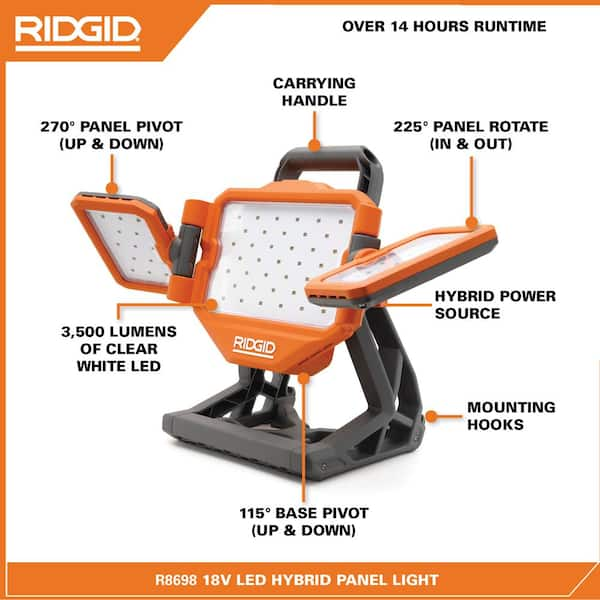 Ridgid hybrid best sale folding panel light