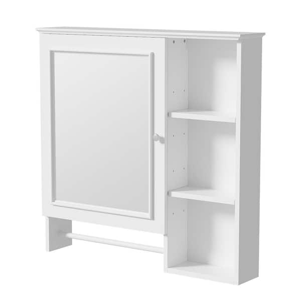 Tileon 28.85 in. W x 28 in. H Rectangular Wood Medicine Cabinet with Mirror Storage Cabinet in White