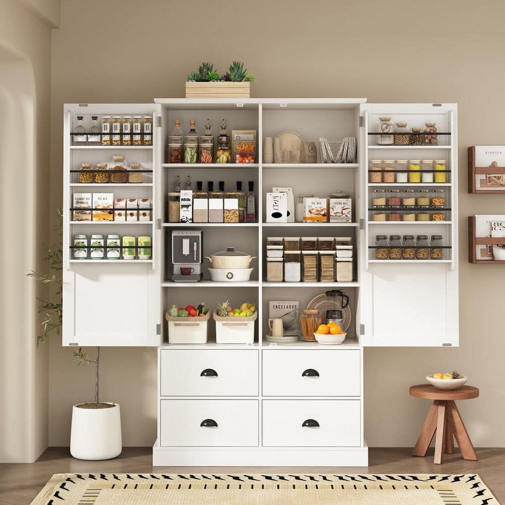 Container For Cabinet Harper & Bright Designs White 70.9 in. Freestanding Kitchen Pantry ...