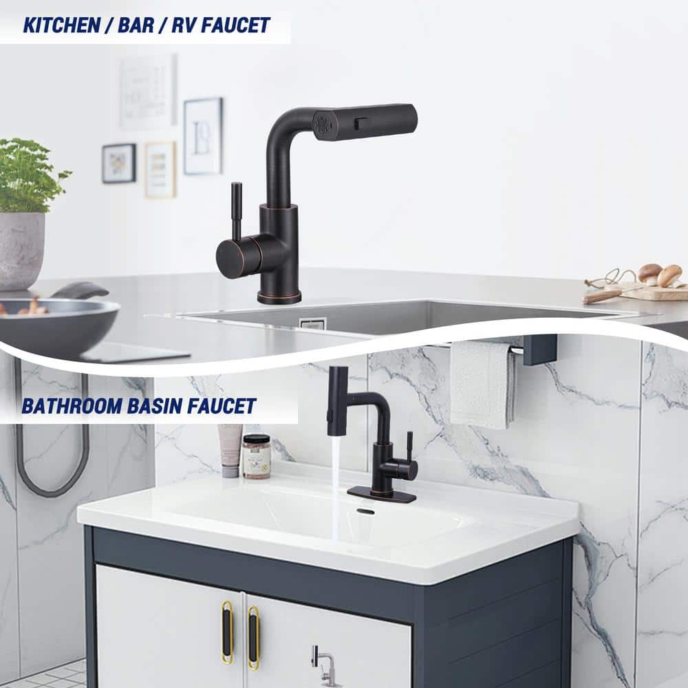 Oil Rubbed Bronze Single Handle Pull-Out Spray Bar Faucet