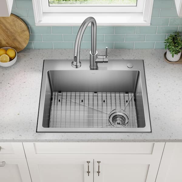 KRAUS Fairlane 25-Drop In/Top Mount Single Bowl 18-Gauge Stainless