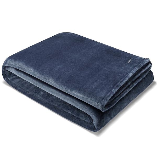 Ultra Plush Blue Solid Fleece King Woven Blanket