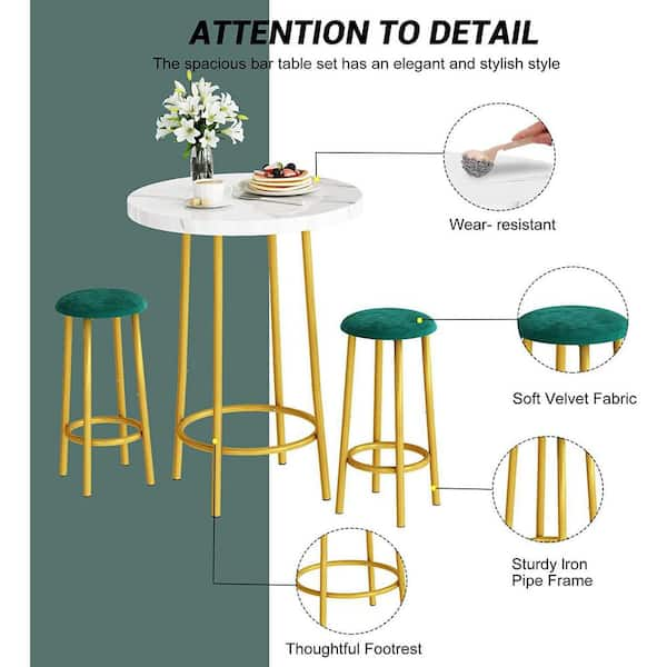 Hermes Brass Round Poseur Table with laminate top - MOQ 2 - JB