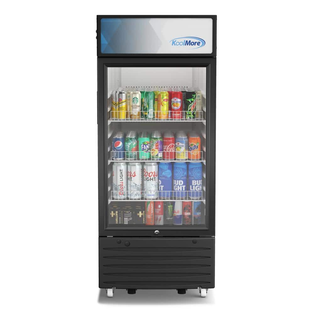 Koolmore 21 in. 6 cu. ft. Commercial Glass Door Display Refrigerator in Black, Black/White