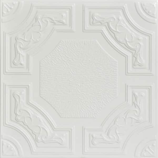 Evergreen Dove White 1.6 ft. x 1.6 ft. Decorative Foam Glue Up Ceiling Tile (259.2 sq. ft. /case)