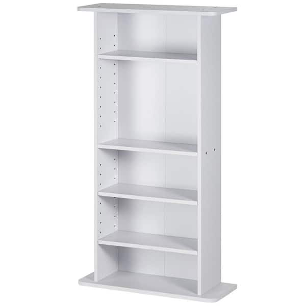 Media Storage Cabinet, 5-Layer DVD Shelf for 240-CDs, Adjustable Shelves, Organizes Music, Movies, Video Games, White