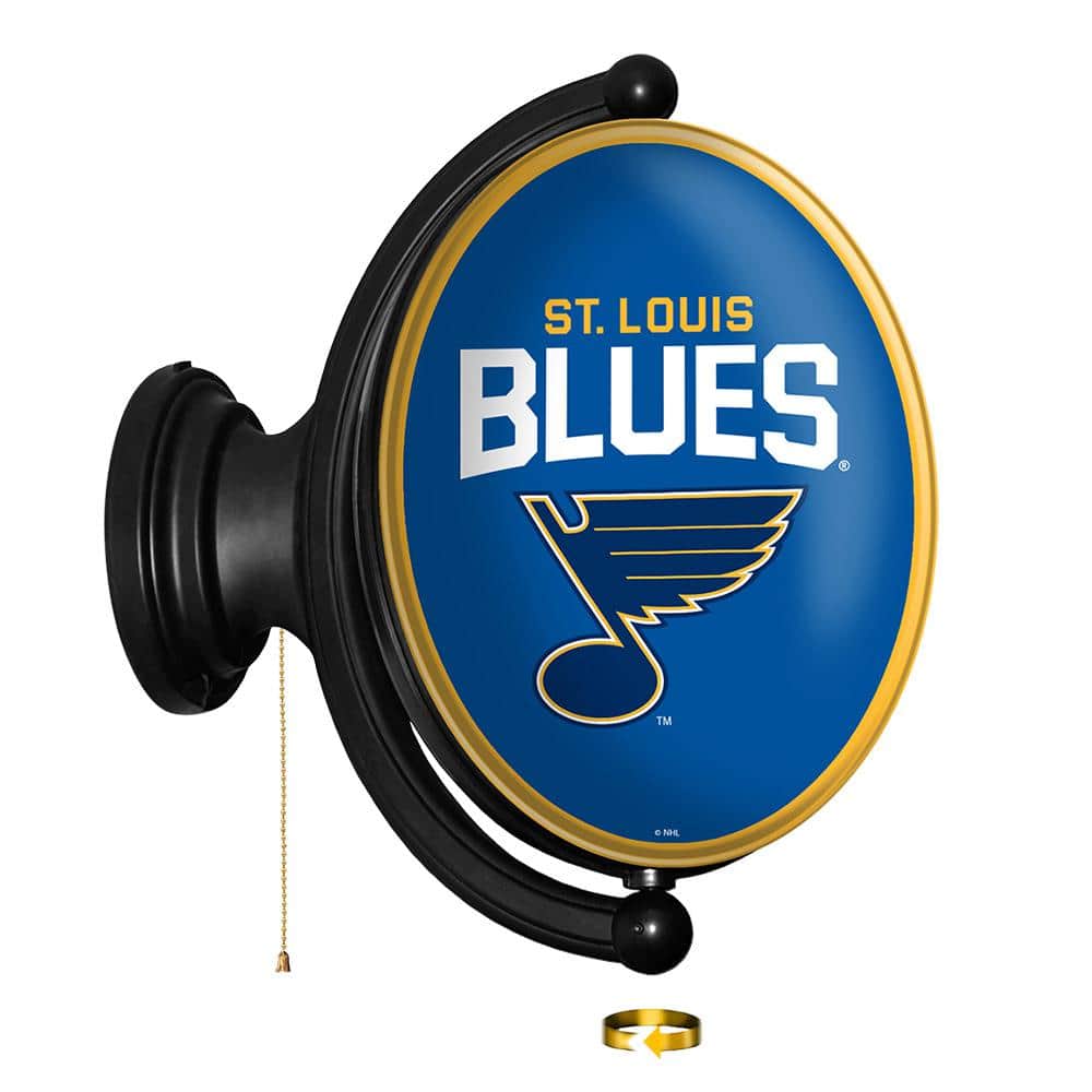 The Fan-Brand St. Louis Blues: Original ""Pub Style"" Oval Lighted Rotating Wall Sign 23 in. L x 21 in. W x 5 in. H, Gloss -  NHSTLB-125-01
