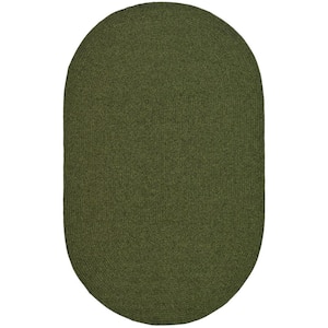 Braided Green 8 ft. x 10 ft. Oval Solid Area Rug