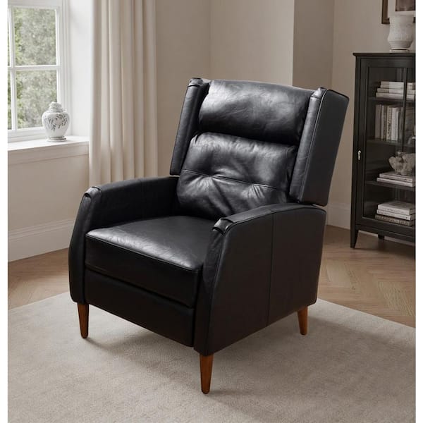 Socloud Black Faux Leather Accent Arm Recliner with Adjustable Backrest