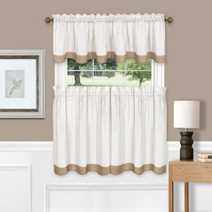 Westport Taupe Polyester Light Filtering Rod Pocket Tier and Valance Curtain Set 58 in. W x 36 in. L