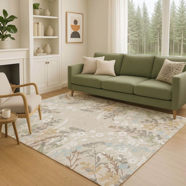 Chantille Machine Washable Indoor/Outdoor Abstract ACN2334 Beige 3 ft. x 4 ft. Area Rug