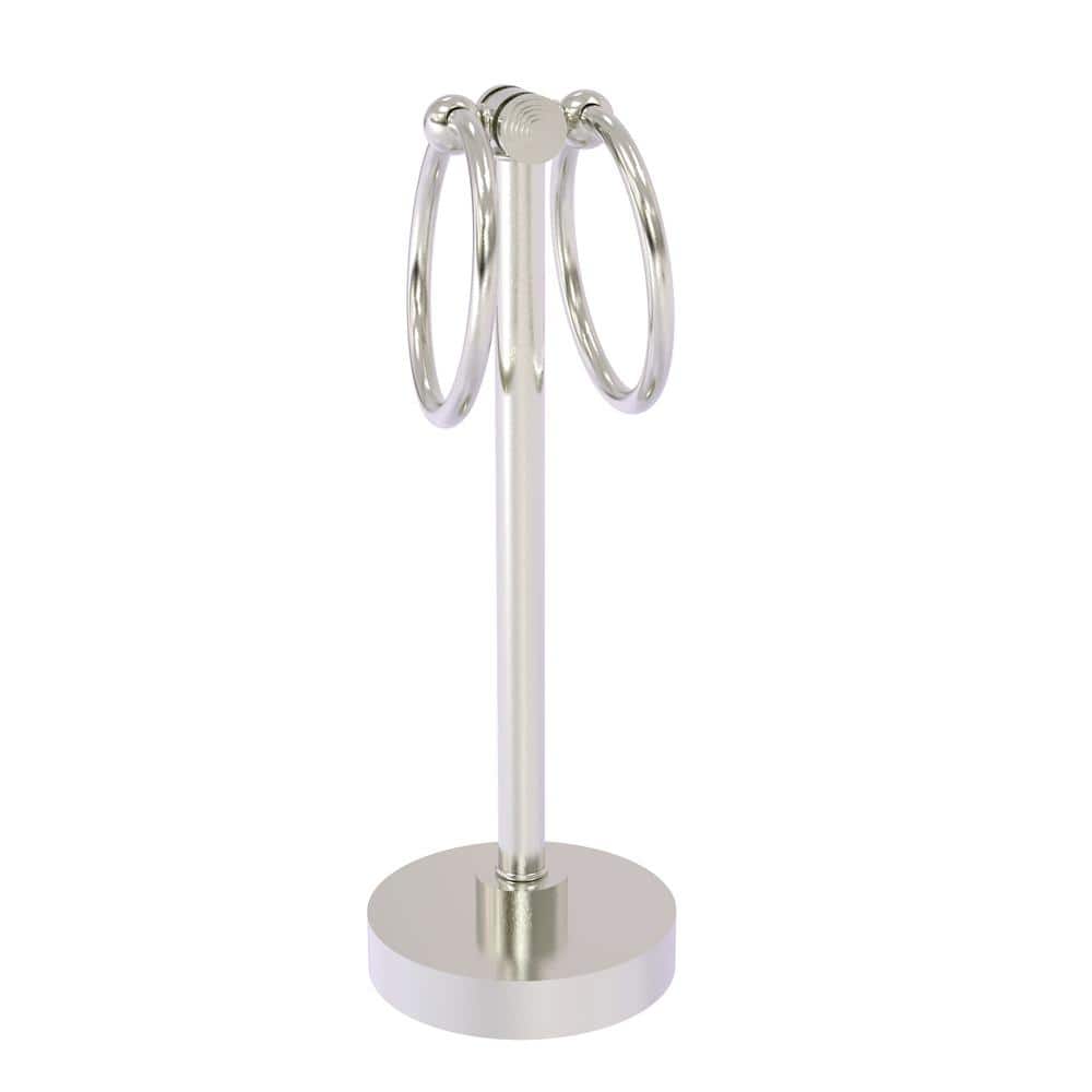 Satin Nickel Dual Ring Countertop Towel Holder