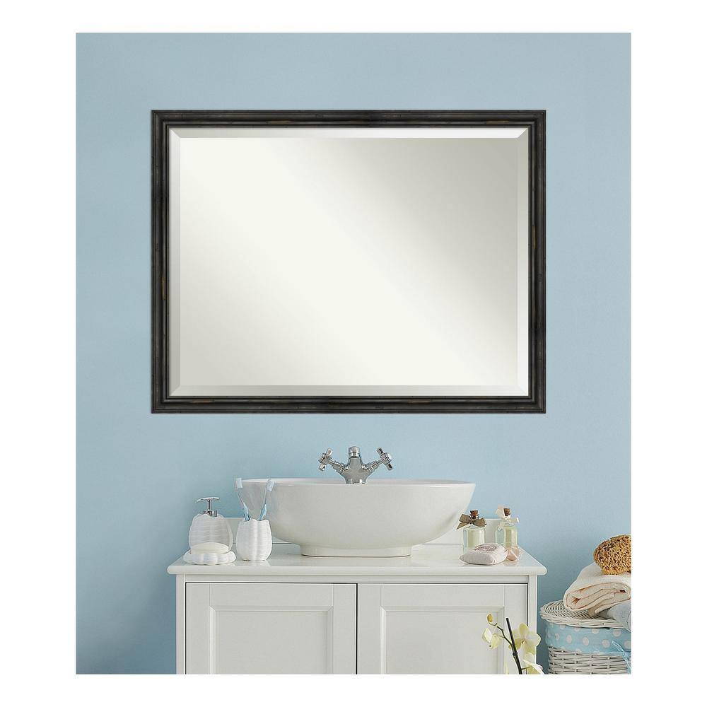 Rustic Black Pine Rectangular Bathroom Vanity Mirror