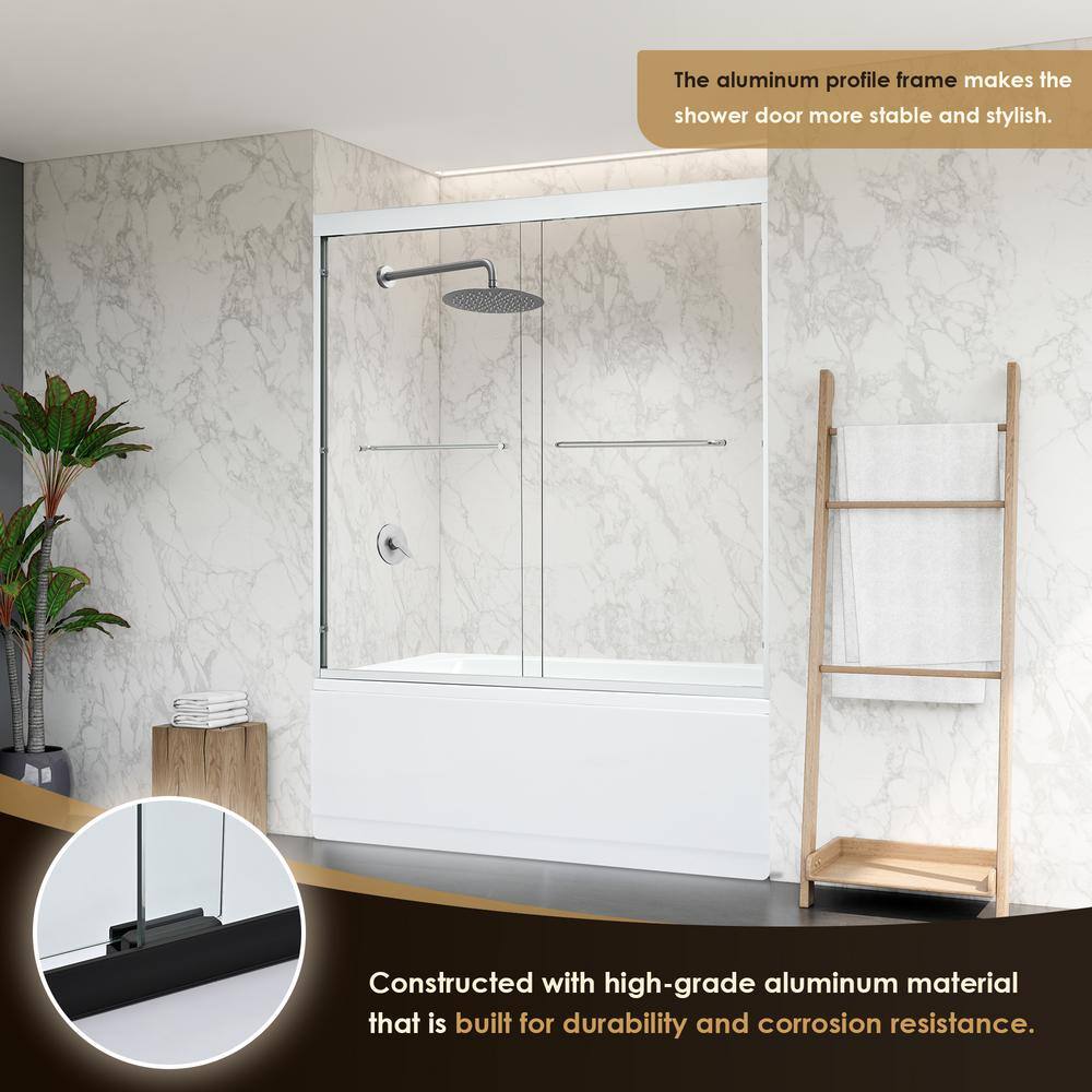 Ennis 60" Polished Chrome Framed Tub Door with Clear Glass
