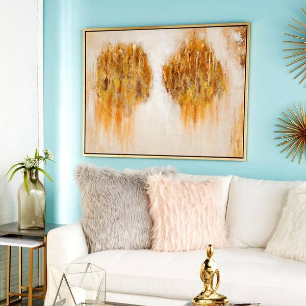 1- Panel Abstract Framed Wall Art with Gold Frame 36 in. x 47 in.