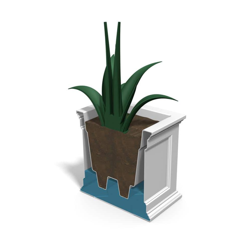 Fairfield Square White Self-Watering Polyethylene Planter 22"