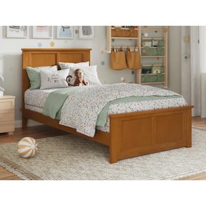 Madison Light Toffee Natural Bronze Solid Wood Frame Twin Foundation Panel Bed with Matching Footboard