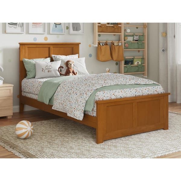 AFI Madison Light Toffee Natural Bronze Solid Wood Frame Twin Foundation Panel Bed with Matching Footboard