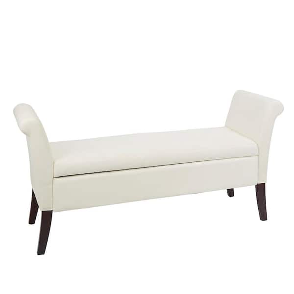 Silverwood Furniture Reimagined Cream White Curved Arm Storage Bench