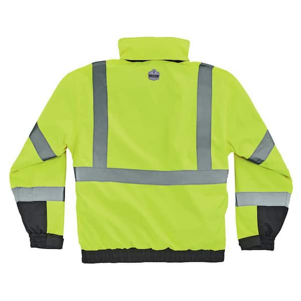 Ergodyne Men's 2X-Large Lime High Visibility Reflective Bomber Jacket with  Zip-Out Black Fleece 8381 - The Home Depot