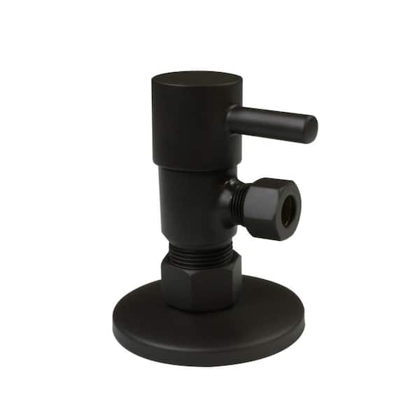 Westbrass 1/2 in. Nominal Compression Inlet x 3/8 in. O.D. Compression Outlet 1/4-Turn Round Angle Valve, Oil Rubbed Bronze