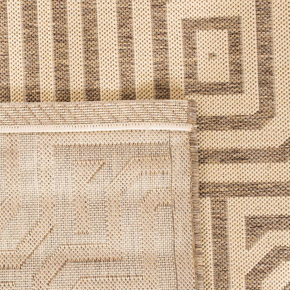 Brown and Natural Geometric Outdoor Runner Rug with Trim