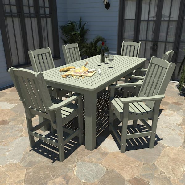 Highwood Lehigh Eucalyptus Counter Height Plastic Outdoor Dining Set in Eucalyptus Set of 6 AD ST7LH2CO5BA EUC The Home Depot