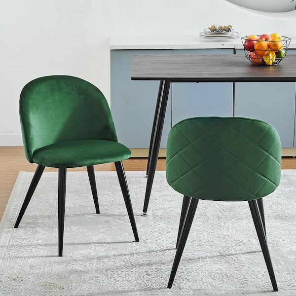 Homy Casa Zomba Green Velvet Upholstered Side Dining Chairs ( Set of 2 )